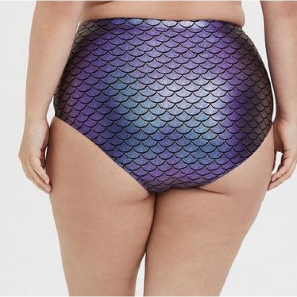 NWT! TORRID purple iridescent mermaid scale bikini swim bottoms, 3X. - Picture 2 of 8